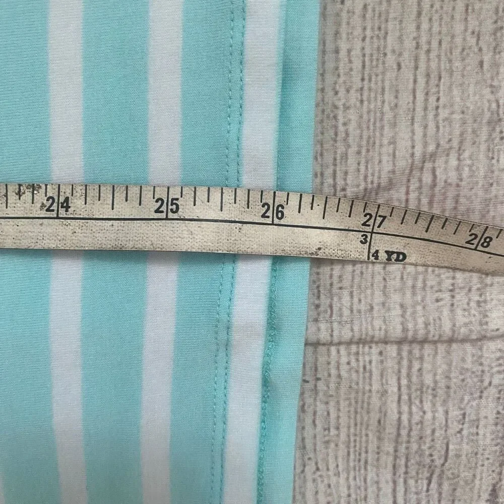 Michael Kors women XL scoopneck short sleeve stripe shirt blue & white